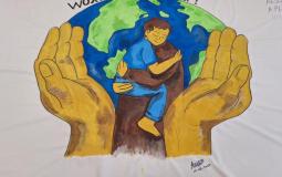 Geschilderd doek 'world refugee day'